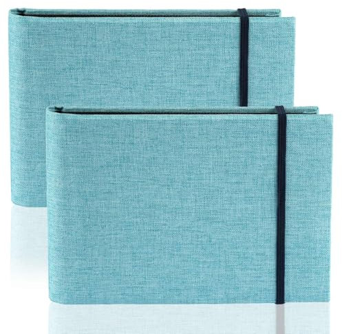 2 Pack Small Photo Albums 6x4, Slip in Photo Album, 200 Pages Photo Album Books, Mini Photo Book with Linen Cover for Birthday Wedding Family Travel Anniversary, Blue