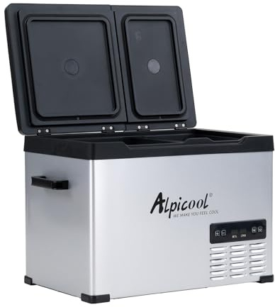 Alpicool CHS55 40L Car Fridge Freezer Portable Compressor Car Refrigerator 12/24V Electric Cooler for Camping, Road Trip, Picnic, Down to -20℃, Dual Temperature Control