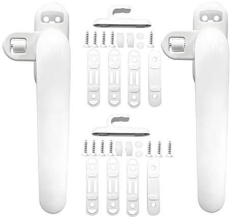 2 Pcs Poignée de Fenêtre en Alliage D'aluminium, Poignées de Fenêtre, Poignée de fenêtre Verrouillable, Tige en Métal, Poignée En Aluminium Massif, Peinture Miroir, Blanc, (16cm×5cm)