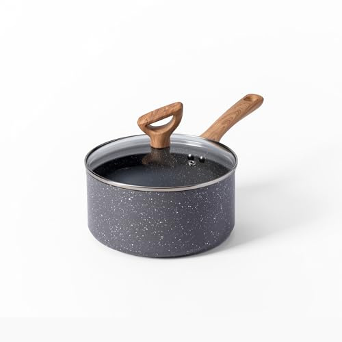 T-Fal Revive Ceramic Nonstick Sauce Pan with Lid, 3 Qt, Oven Safe to 350°F Cookware,with Stay-Cool Handle, Stone Grey