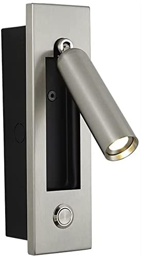 Lámpara de Lectura Moderna para mesita de Noche, Aplique cableado con Interruptor, Foco LED Empotrado de Pared, Ajustable 350°+90°, iluminación puntual para cabecera, lámparas de Noche para dormitori