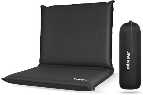Relispo 2-in-1 Inflatable Seat Cushion, Self-Inflating Airplane Seat Cushion for Long Flights, High Density Foam Foldable Travel Cushion for Airplane, Camping, Bleacher