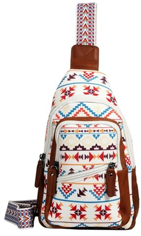 DS Conceal Indie Aztec Concealed Carry Sling Bag – Canvas & Leather Crossbody with Adjustable Strap, Ambidextrous Access, Zipper Closure, and Universal Holster (Multi Aztec)