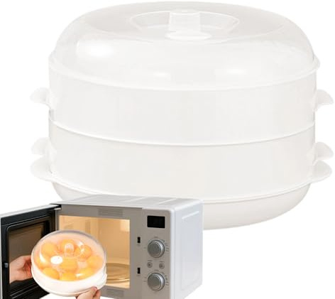 Pentola per cottura a vapore per microonde, multifunzionale, impilabile, riscaldante per microonde, per pasti di verdure, pranzo, cucina, pranzo, appartamento, riscaldamento, preparazione