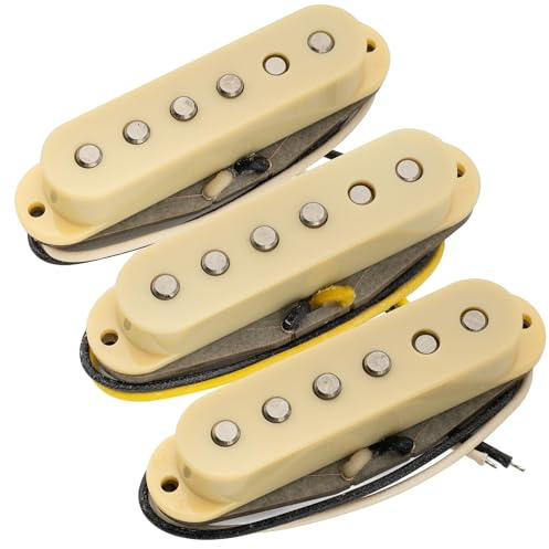 Musiclily Pro ST-TX Staggered Alnico 5 Pickup Single Coil Manico Centrale Ponte Set per Chitarra Elettrica tipo Strat, Crema