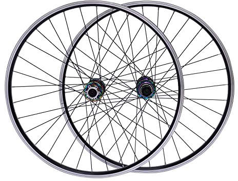 MIUKYUI Robuster 29 Zoll MTB Laufradsatz aus Aluminiumlegierung Kompatibel mit 7-12 Fach Kassetten Leichtlaufräder mit Scheibenbremse und Schnellspanner hoher Tragkraft für Mountainbikes (Bunt)