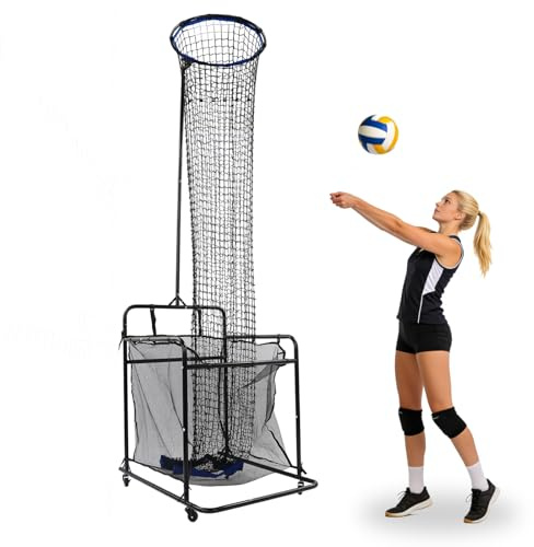 TONFEION Red de entrenamiento de voleibol, altura y ángulo ajustables, accesorios de equipo de entrenamiento de voleibol, con ruedas y bolsillo de recogida, sistema de red de entrenamiento para