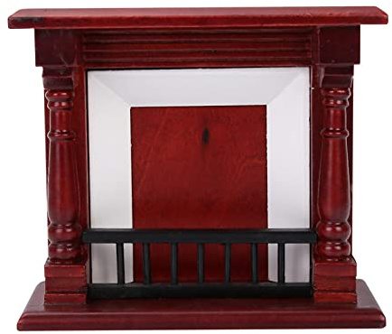 Domary Mini Cheminée en Bois de Rose pour Maison de Poupée, Meubles Décoration, Mini Cheminée pour Maison Poupée à L'échelle 1/12