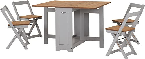 Seconique Santos Butterfly Dining Set in Grey/Distressed Waxed Pine