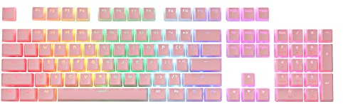 Redragon A130 Rosa Pudding Tastenkappen, 104 Tasten Standard Doubleshot PBT Tastenkappensatz mit transluzenter Schicht für mechanische Tastatur, Cherry/OEM Profil, Englisch (US) ANSI Layout