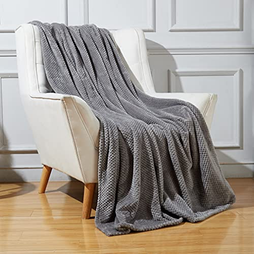 JULIYEH 1 Stück Decke aus Fleece, 150 x 200 cm, warmgrau, weich, für Sofa, Stühle, Tiere, Bett, warm, leicht, Motiv Ananas