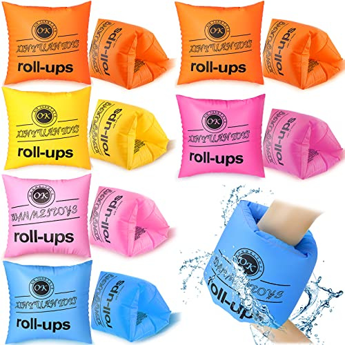 12 Pieces Arm Floaties Inflatable Swim Arm Bands Floater Toddler Floaties Arm Floaties for Kids 6-12 Swim Arm Bands Children's Swim Arm Rings for Kids Toddlers Teens and Adults