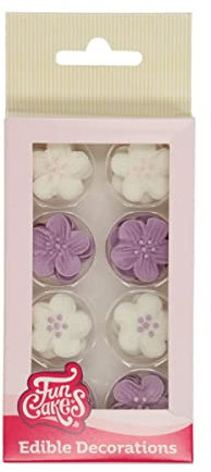 FunCakes Decorazioni di Zucchero Mix Fiori Viola, Pronti all'Uso per la Decorazione di Torte, Facile per Cupcake, Muffin e Altro, Set e 24