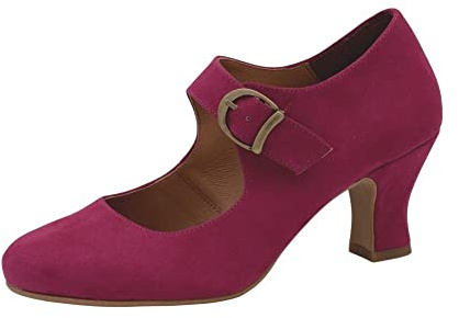 PASARELA - Zapatos de Baile Flamenco Antelina Hebilla Antelina Mujer Color: Fuxia BUGANVILLA Talla: 39