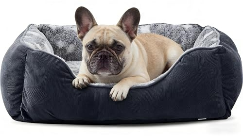 FURTIME Panier Chien Lit Canapé Coussin Dehoussable Lavable Doux et Confortable Antidérapant Noir S(51x48x18cm)