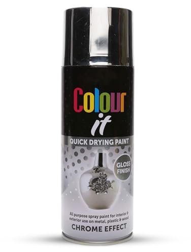 Albert Austin 1x Spray Paint 400ml All Purpose Multi Surface Spray Paint For Wood Metal Plastic Ceramic Gloss Finish Quick Drying Aerosol Spray Can Excellent Coverage Indoor Outdoor Use (Chrome Effect