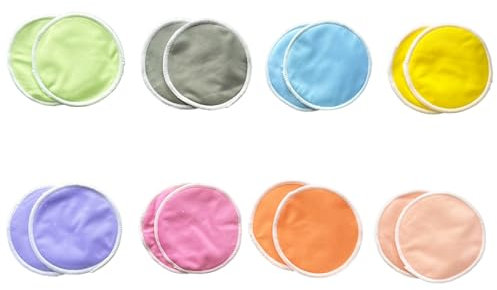 16er PackBio Natürliche Bambus Stilleinlagen,Wiederverwendbar Stilleinlagen,Waschbare Hautfreundlich Pads,Auslaufsicher,Hypoallergisch,Saugfähig & Ultraweich (12 cm)