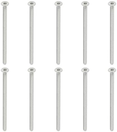 PATIKIL Tornillos de Cabeza Plana M4 x 70 mm, Paquete de 10 Tornillos de Acero Inoxidable 304 18-8 Tornillos de Máquina Pernos Avellanados Planos Hex Socket Drive Sujetadores Grado 6.8