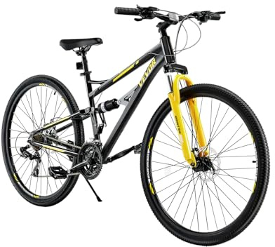 VEVOR Mountainbike MTB-Fahrrad (73,66 cm) mit 24 Gängen, Komfortsattel, Doppelscheibenbremse, Rahmen aus Aluminiumlegierung, Sportfahrrad für Männer und Frauen, Trail Snow