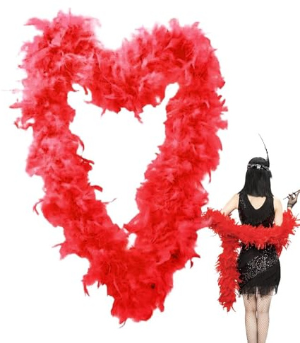 Färgglada fjäderbåtar, 2,0 m fjäderboa för kvinnor, fjäderboa halloween jul svensexa paket tillbehör, för dans bröllopsfest cosplay halloween