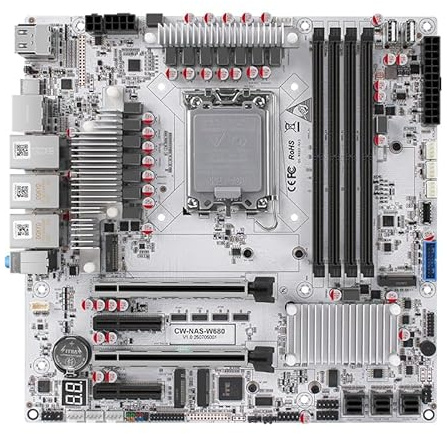 oaknode W680 12 fack NAS ATX10Gbps server NAS moderkort arbetsstation/server grad fyra ddr5 två hdmi två dp, 2x2.5G 3xnvme stöd vPro fjärrhanteringsfunktion (moderkort+3xSFF8643