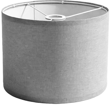 Paralume in tessuto, Ø 30 cm, paralume cilindrico in cotone per lampada da tavolo, lampada da parete, lampada da comodino e lampada da terra, in lino naturale, struttura rigida, fatto a mano