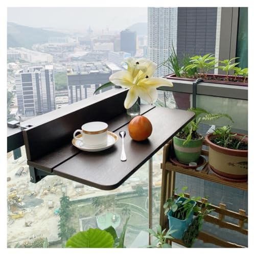 Table pliante pour balustrade de balcon – Table suspendue compacte multifonction pour jardin et terrasse, idéale pour une utilisation en intérieur/extérieur (120 x 27 cm) – Design peu encombrant