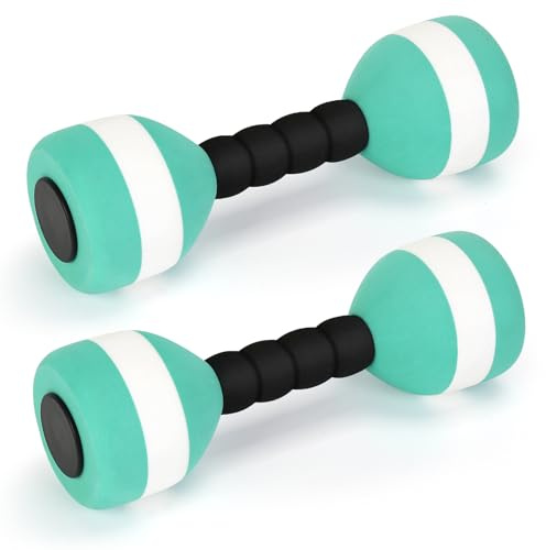 Carperipher Aquatic Dumbells,2Pcs Foam Water Weights Aerobic Exercise Fitness Equipment Dumbbells, Pool Resistance Swimming Training for Men/Women Weight Loss, Beginner Swimming Training (Green)