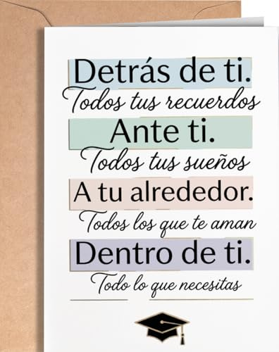 Tarjeta Felicitación Graduación - Tarjeta de Graduacion Primaria, Secundaria, Bachillerato, Carrera, Universidad, Master, Doctorado - Tarjeta Enhorabuena Oposiciones - Regalo para Graduación - EU 290