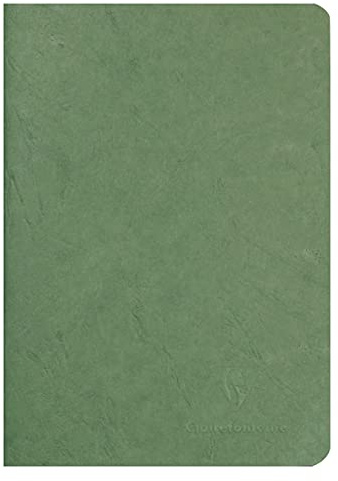 Clairefontaine 733103C collezione Age Bag Un taccuino a punto metallico Verde - A5 14,8x21 cm - 96 pagine a tinta Unità bianche - carta 90g - Copertina carta Lustrée a grana effetto cuoio