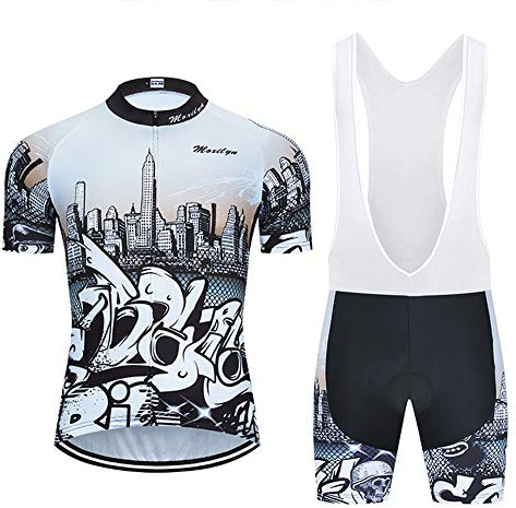 MOXILYN Mens Cycling Jersey MTB Clothes Cycling Kit Bike Shirts and Cycling Bibs Short with 20D Gel Pad Biking Clothing Set