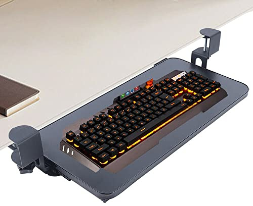 SHZICMY Cassetto per tastiera, sotto la scrivania, montaggio da tavolo, cassetto per tastiera e mouse per tastiera, colore: nero