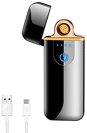 Deluisho Electronic Arc Lighter - USB Charging, Windproof, Durable Touch, Pocket Cigarette Lighter (Black) (LG-1)
