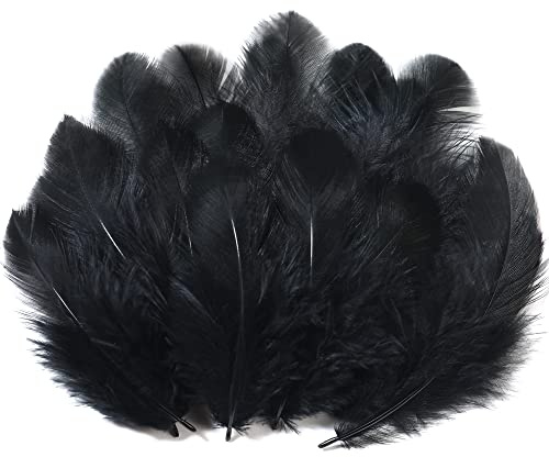 Soarer svarta hantverksfjädrar bulk – 300 st 7,6-12,7 cm naturliga fjädrar för bröllopshus, drömfångartillbehör, gör-det-själv-hantverk och halloweenfest (svart)