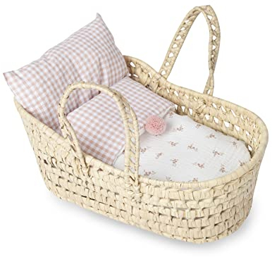 Muñecas Antonio Juan - Capazo de Palma de Flores y Vichy (pequeño) 44 x 25 x 17 cm