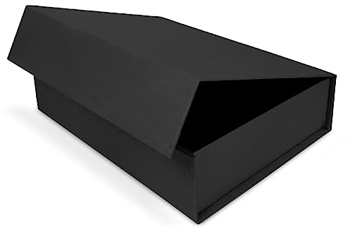 Verpackungswelt Geschenkbox mit Deckel | 31 x 22 x 7 cm | Geschenkbox mit Magnetverschluss | Perfekt für Geburtstag, Hochzeit, Weihnachten, Geburt | Geschenkverpackung in Schwarz Natur
