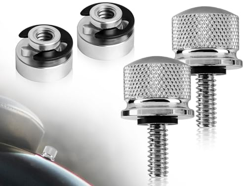 KAPSING 2 piezas de pernos y tuercas de asiento de motocicleta de aluminio plateado, accesorios compatibles con Harley Davidson Street Glide (rosca de 1/4-20)