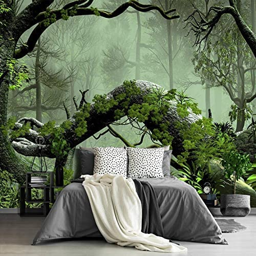 Wandbild Fototapete 3D Nebel Grüner Wald Naturlandschaft Selbstklebende Wandbilder Für Wohnzimmer, Schlafzimmer, Büro, Kinderzimmer, Wanddekoration, Tapete, Kunstplakat, Tv-Hintergrundbild, Wandbild