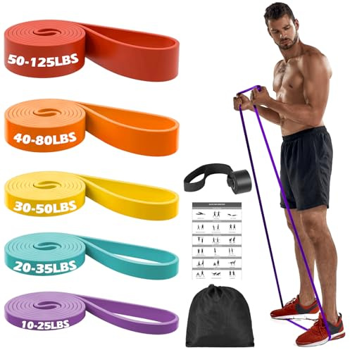 Zacro 5Pcs Bandas Elasticas Resistencia Fitness - 5 Bandas Tubo de Látex,Ancla de Puerta,Correas de Tobillo,Manual Manijas Asas para Fitness Entrenamiento Crossfit