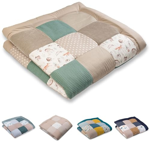 ULLENBOOM Tapis d'Éveil pour Bébé 140x140 cm - 100% OEKO-TEX, Épais et Rembourré - Idéal pour Jeux, Motricité et Sol Enfant -Amis de la forêt