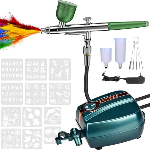 Apkezel Airbrush Set mit Kompressor, Tragbares Airbrush Kompressor, 35 PSI Handheld Airbrushpistole, Air Brush für Nageldesign Kuchendekoration, Makeup, Tattoo-Modellierung, Modellfärbung