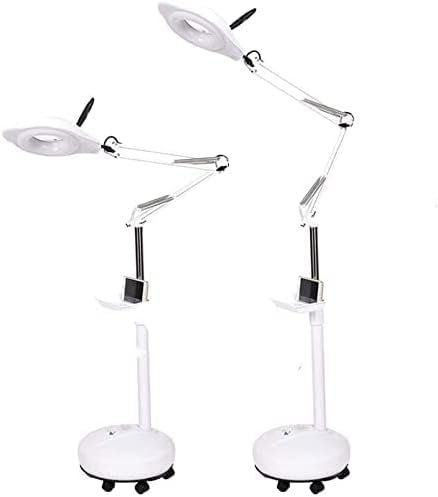 ZXXDSMYF 16X förstoring, golvlampa med förstoringsglas, justerbar höjd för läsning, skönhet, manikyr, tatuering, salong, hantverk