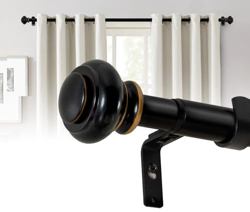 BellaHills Barra Cortina Extensible Negro 76-269cm Palo Cortina Acero Inoxidable Diámetro 25mm con Soportes Ajustable Montaje en Pared y Techo Curtain Rod Salón Dormitorio Ventana 2 Piezas