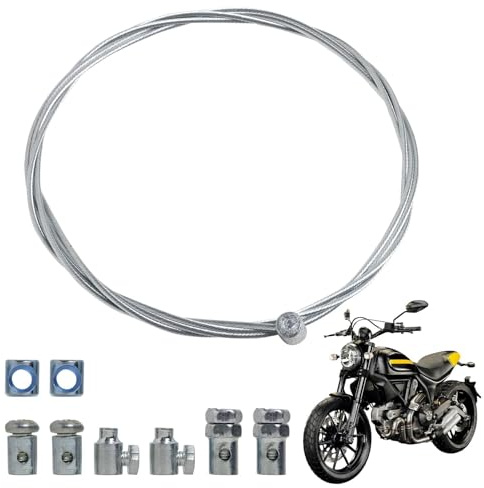 Kopplingskabel kopplingskabel Ø 2 mm universell 2 meter med kabelklämma, kopplingsslang, för motorcyklar, mopeder, crossbikes – robust kopplingsrep av galvaniserat stål (1 kopplingskabel)