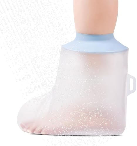 WENJION Waterproof Foot Cover for Shower, Reusable Cast and Dressing Protector for Adult Foot & Ankle, Watertight Bandage Cover, Comfortable Elastic Cast Bag for Broken, Surgery Recovery & Wound Care