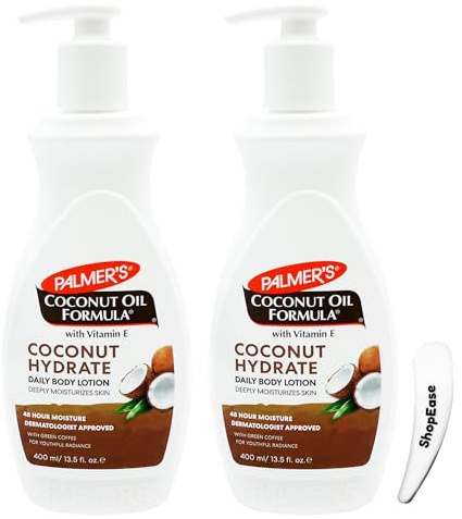 Palmer’s Coconut Oil Formula Daily Body Lotion 2 x 400ml with Vitamin E, Deep Moisturising Body Lotion for Dry Skin, Hydrating Lotion with Coconut Oil & Pump Dispenser