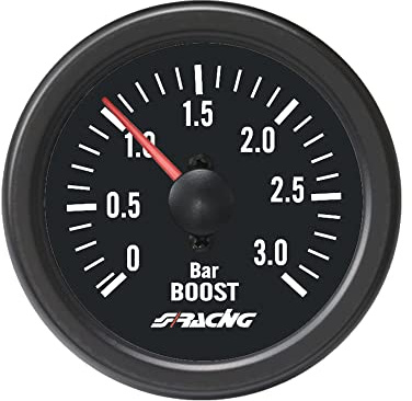 SIMONI RACING BV/B2 Indicatore Meccanico di Pressione Turbo+VAC specifico per motori Turbo Diesel, Nero