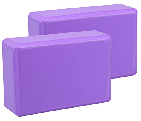 EXERZ Yoga Blocks 2pcs Gym Bricks -Comfortable Fitness Yoga Bricks, Anti-Slip, Lightweight and Travel Friendly Pilates Practice (Purple)