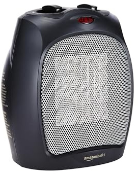 Amazon Basics 1800 Watt Ceramic Space Heater with Adjustable Thermostat - Black