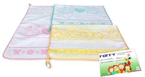 Set mit 3 Handtüchern für Kindergarten, Mädchen, Poppy© cm. 40 x 55 cm, Reine Baumwolle, weiblich mit Aida-Stoff zum Sticken